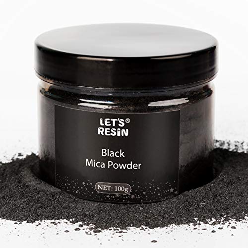 LET'S RESIN Black Mica Pigment Powder, 3.5 Ounces/ 100 Grams Black Mica Powder for Soap Making, Shimmer Resin Pigment Powder for Epoxy, Slime, Bath