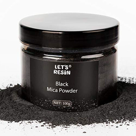 LET'S RESIN Black Mica Pigment Powder, 3.5 Ounces/ 100 Grams Black Mica Powder for Soap Making, Shimmer Resin Pigment Powder for Epoxy, Slime, Bath LET'S RESIN