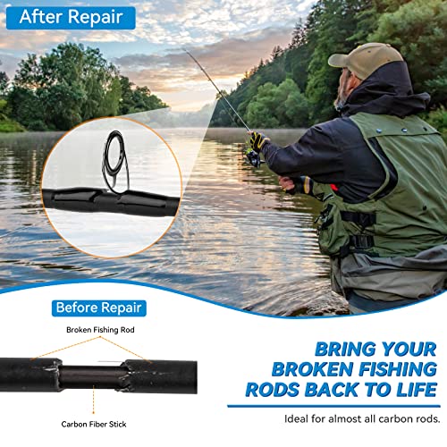 THKFISH Fishing Rod Repair Kit with Carbon Fiber Sticks Rod Tips