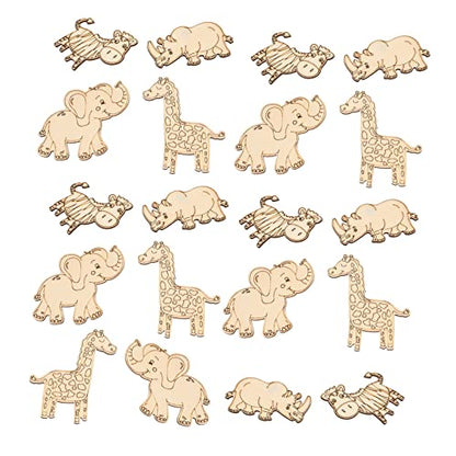 SEWACC 40pcs Paint Wooden Unfinished Embellishment Decoration Home Decor Wood Hanging Animal Shaped Confetti Slice Cutouts Accessories Shapes Forest
