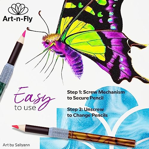 Art-n-Fly Pencil Extenders Set of 5 Pencil Lengthener for Color Pencils Art-n-Fly