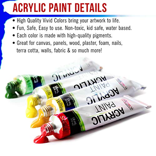 U.S. Art Supply Professional 72 Color Set of Acrylic Paint in Large 18ml Tubes - Rich Vivid Colors for Artists, Students, Beginners - Canvas Portrait