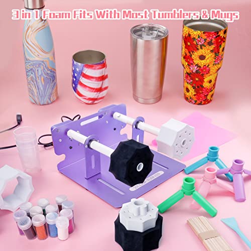 LFSUM Cup Turner for Crafts Tumbler,Tumbler Cup Spinner,Glitter Powder,Epoxy Resin kit for Tumblers for Beginners with Epoxy and Heat Gun (2X-Violet) - WoodArtSupply