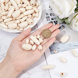 OLYCRAFT 210PCS Oval Wood Beads Natural Wooden Beads Mixed Size Unfinished Wooden Barrel Beads, Wood Loose Spacer Beads for Jewelry Making DIY OLYCRAFT