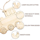 ARTIBETTER 20Pcs Unfinished Wood Ornaments Train Shape Blank Wood Natural Slices for DIY Crafts Painting Photo Props Home Decorations (Khaki) ARTIBETTER