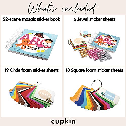 Cupkin Mosaic Sticker Art Kits for Kids and Adults - ABC Mosaics Art Craft Kit for Boys and Girls - 52 Page Sticker by Number Mosaic Kit with 3,000+ CUPKIN