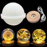 Voaesdk 4 inch Large Sphere Round Light Resin Mold,LED Silicone Resin Mold with 1Pcs USB Powered Wooden Lighted Base Stand for DIY Table Crafts Party Voaesdk