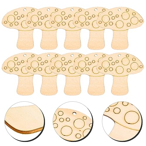 VILLCASE Wooden Mushroom for Crafts, 10PCS Unfinished Wood Mushrooms Set Natural Craft Mushrooms Mini Mushroom Figures for Arts & Crafts, DIY VILLCASE