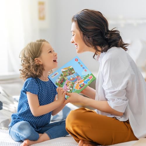 Wooden Puzzles Toys for Kids Ages 3-5, Set of 4 Packs with 24-Piece Farm, Insects, Animals Wood Jigsaw Puzzles, Preschool Educational Brain Teaser NASHRIO