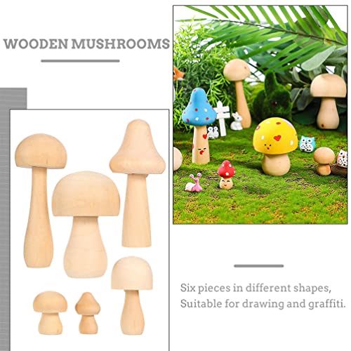 Yardwe 5pcs Unfinished Mushroom Toy Crafts Mushroom Toy DIY Art Mushroom Mini Mushroom Adornment Graffiti Mushrooms Miniatures Micro Landscape Decors - WoodArtSupply