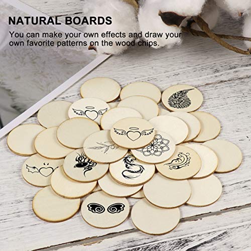 SEWACC Unfinished Wood Circle 100pcs 32mm Wooden Discs Round Wooden Pieces Wooden Cutouts Ornaments DIY Crafts for Art Crafts Project Home - WoodArtSupply