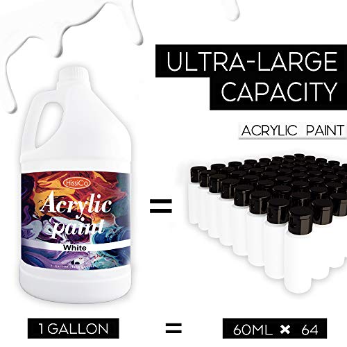 Acrylic Paint White Color (128 oz/1 Gallon), Titanium White With Rich Pigment Non Toxic Paint for Kids Students Artists Painters HissiCo