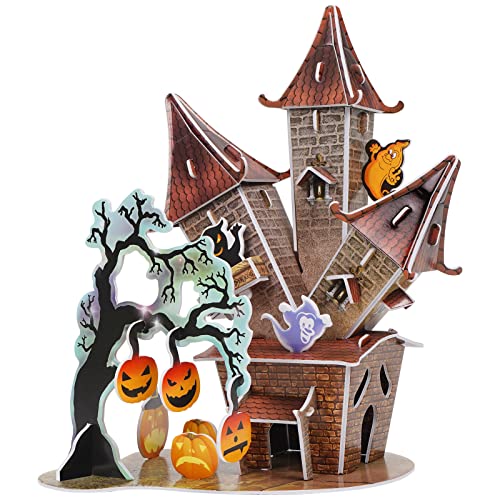 Hallisun 3D Puzzles for Kids, Halloween Castle Crafts Educational Learning Toys 3D Jigsaw Model Kit, Party Favors for Kids Girls Boys Halloween Treat