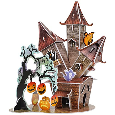 Hallisun 3D Puzzles for Kids, Halloween Castle Crafts Educational Learning Toys 3D Jigsaw Model Kit, Party Favors for Kids Girls Boys Halloween Treat Hallisun