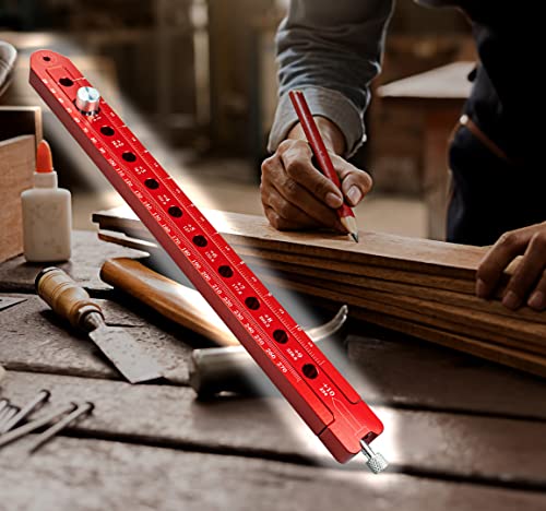 Woodworking Compass Scriber, Portable Aluminum Alloy Woodworking Compass Tool, Adjustable Metric/Inch Arc Drawing Ruler Circle Drawing Ruler Marking SlogPith
