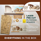 UGEARS Bike DIY Kit – Wooden Mechanical Motorcycle Project – Bike VM-02 Rubber Band Engine – for Vehicle Passionate and Bikers – Plywood Model with UGEARS