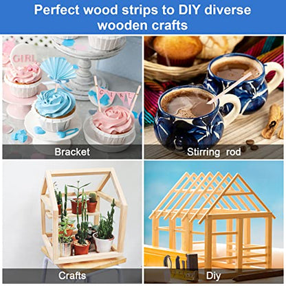 120 Pieces Balsa Wood Sticks 1/8 x 1/8 x 12 Inch Wood Strips Balsa Square Wooden Dowels Hardwood Unfinished Wood Sticks for Crafts DIY Projects