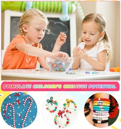 MontoSun Bead Bracelet Making Kit, Friendship Bracelets Making Beads Kit, Pony Beads Charms Beads Clay Flower Letter Beads for Jewelry Making Kit, MontoSun