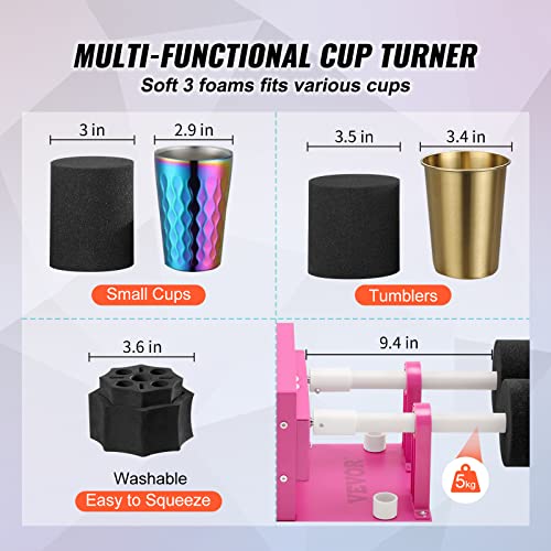 VEVOR 4 Cup Turner for Crafts Tumbler, Multiple Tumbler Turner DIY Glitter Epoxy Resin Tumblers, Epoxy Pen Turner Attachment w/Silent UL Motor VEVOR