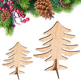 Amosfun 6pcs Wooden Christmas Tree Crafts 3D Unfinished Natural Wood Cutouts Sculpture Tabletop Xmas Tree Ornament for Cabinet Bookshelf Party Decor Amosfun