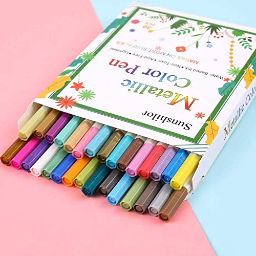 Sunshilor Metallic Markers Fine Point Metallic Marker Pens for Black Paper, Art Rock Painting, Easter Egg, Halloween Pumpkin, Card Making, Metal, Sunshilor