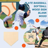 6 Pcs Unfinished Wood for Crafts Wooden Home Plate Baseball Softball Unfinished Wood Baseball Plaque Baseball Home Plate Softball Blank Wood Cutouts YLOLUL