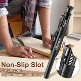 Hiboom 2 Pack Solid Carpenter Pencils with Pencil Cap and 18 Refills, Long Nose Deep Hole Mechanical Pencil Marker, Scribe Tool with Built-in Hiboom