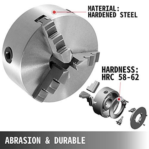 VEVOR K11-100 Lathe Chuck 4",Metal Lathe Chuck Self-centering 3 Jaw,Lathe Chuck With Two Sets Of Jaws, for Grinding Machines Milling Machines - WoodArtSupply