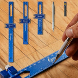 Procision Woodworking Ruler, Set of 3 (12, 8, 6 Inch), Precise Woodworking Pocket Ruler with Extra Wide 2" Sliding Attachment, Slide Rule T-Type Eleon