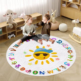 Round ABC Alphabet, Animals Educational Rug, Kids Area Rug, Washable Nursery Rug for Kids Bedroom, Non-Slip Play Mat Ultra Soft Non-Slip Carpet Fubullish