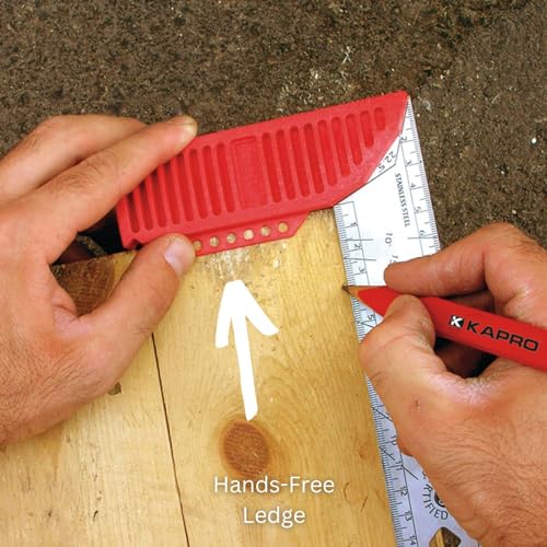 Kapro - 309 LEDGEND Try & Mitre Square - With Stainless Steel Blade & Polycast Handle - Features Beveling Angle Markings, Hands-Free Ledge, Inch and KAPRO