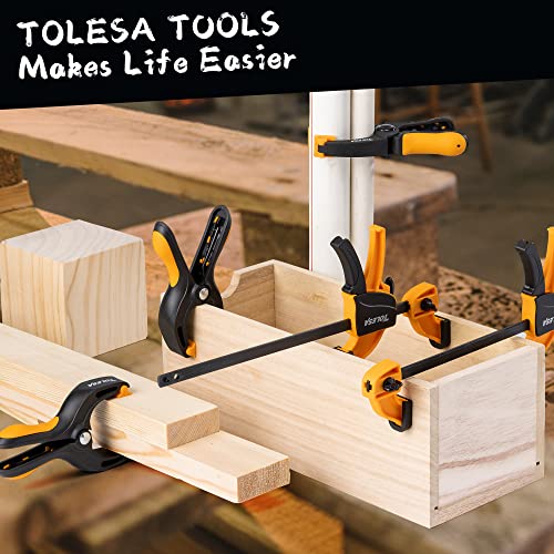 TOLESA Bar Clamps for Woodworking 200N Load Limit Light Duty Quick Grip Clamps 4 Inch Spring Clamps & 5 Inch Ratchet Clamps with Powerful Clamping - WoodArtSupply