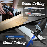 WORKPRO 12V Cordless Reciprocating Saw with Clamping Jaw, 2.0Ah Li-Ion Battery with 1 Hour Fast Charger, Variable Speed and Tool-Free Blade Change, 3 WORKPRO