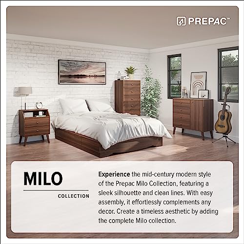 Prepac Milo Mid-Century 6 Drawer Dresser For Bedroom, 16" D x 52.50" W x 33" H, Cherry - WoodArtSupply