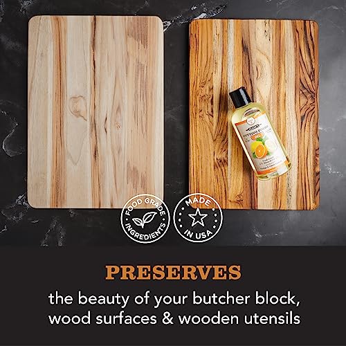CLARK'S Cutting Board Oil And Wax Kit - All Natural Food Grade Mineral Oil  - 2-Step Set To Restore And Preserve Your Boards Natural Beauty - Easy To