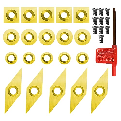 OUYANG 20 Pcs Tungsten Carbide Cutters Inserts Set for Wood Lathe Turning Tools, Indexable Replacement High Strength Fits for DIY Woodworking Lathe