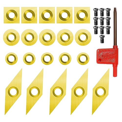 OUYANG 20 Pcs Tungsten Carbide Cutters Inserts Set for Wood Lathe Turning Tools, Indexable Replacement High Strength Fits for DIY Woodworking Lathe - WoodArtSupply