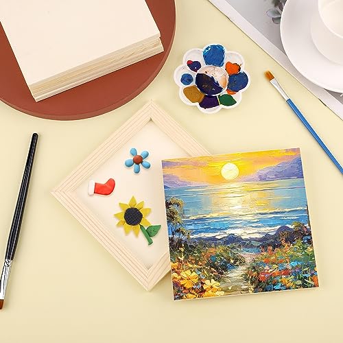 50pcs Unfinished Wood Canvas, 6x6 Inch Multipurpose Blank Wood Canvas Boards Pine Wood Panels Wood Canvases for Painting Drawing Craft DIY Art PEUTIER