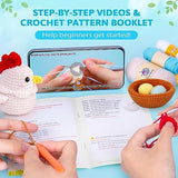 Crochetta Crochet Kit for Beginners, Crochet Starter Kit with Step-by-Step Video Tutorials, Crochet DIY Knitting Supplies for Adults Kids, Cute Hen Crochetta