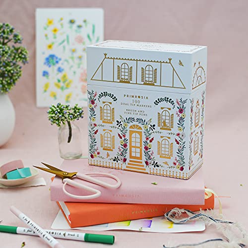 Primrosia 100 Dual Tip Markers + Summer Dot Grid Journal Primrosia