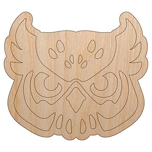 Great Horned Owl Head Unfinished Wood Shape Piece Cutout for DIY Craft Projects - 1/8 Inch Thick - 6.25 Inch Size Sniggle Sloth