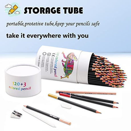 KALOUR Premium Colored Pencils,Set of 120 Colors,Artists Soft Core with Vibrant Color,Ideal for Drawing Sketching Shading,Coloring Pencils for Adults KALOUR
