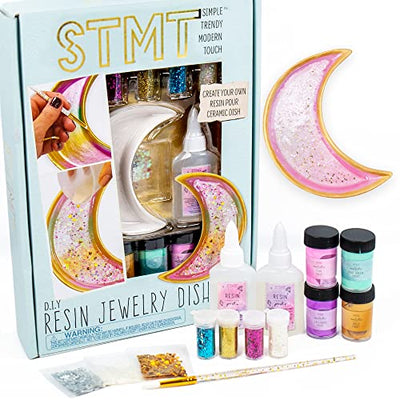 STMT D.I.Y. Resin Jewelry Dish Kit, Epoxy Resin Jewelry Dish Kit, Creative Resin Craft Kit for Beginners, Create Your Own Trinket Tray Dish, Great