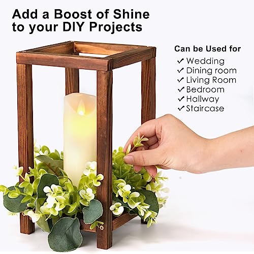 Neoflavie 12 Pcs Wooden Wedding Lantern Centerpiece, Lantern Candle Holder for Rustic Wedding Table Decoration, Farmhouse Candle Lantern for Neoflavie