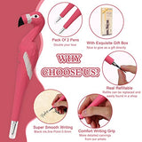 VIPbuy 2 Count 100% Handmade Wood Carved Gel Ink Pens -Novelty Refillable Writing Pens Office School Supplies Birthday Christmas Gift, Flamingo VIPbuy