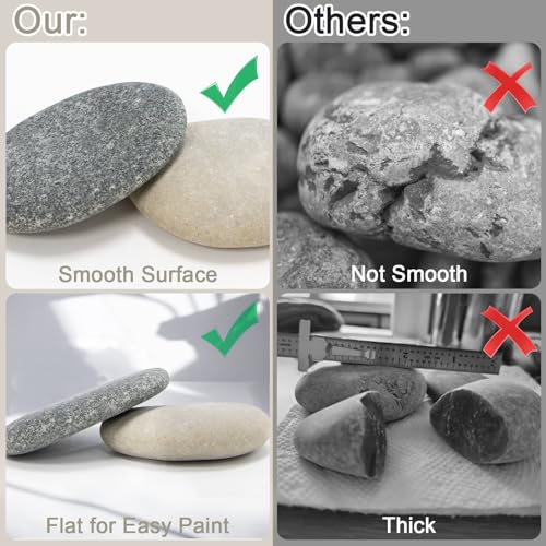 Markdang Rocks for Painting 10 Pcs 3-4” Large River Rock for Paint Natural Flat & Smooth Stones for Painting for Kids & Adult Craft Gift