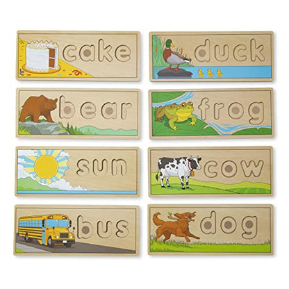 Melissa & Doug See & Spell Wooden Educational Toy With 8 Double-Sided Spelling Boards and 64 Letters - Preschool Learning Activities, See & Spell - WoodArtSupply