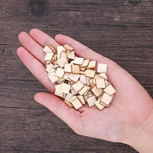 Artibetter Decorative Labels 200pcs Unfinished Blank Wood Square Discs Wood Cutout for DIY Craft Rustic Wedding Decorations 25mm Homemade Ornaments