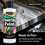 White Pouring Paint Acrylic Pouring for Pour Art and Flow Painting 8oz 236 ml Bottle Titanium White HIPPIE CRAFTER