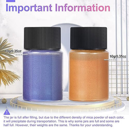 CHANGTIKEJI Mica Powder - 144 Colors - 10g/Bottle of Natural Pigment for Epoxy Resin，Eye Shadow,Car Freshies,Soap Making,Nail Polish,Candle - WoodArtSupply